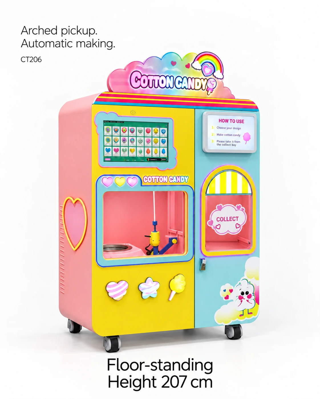 Arched Pickup Cotton Candy Vending Machine