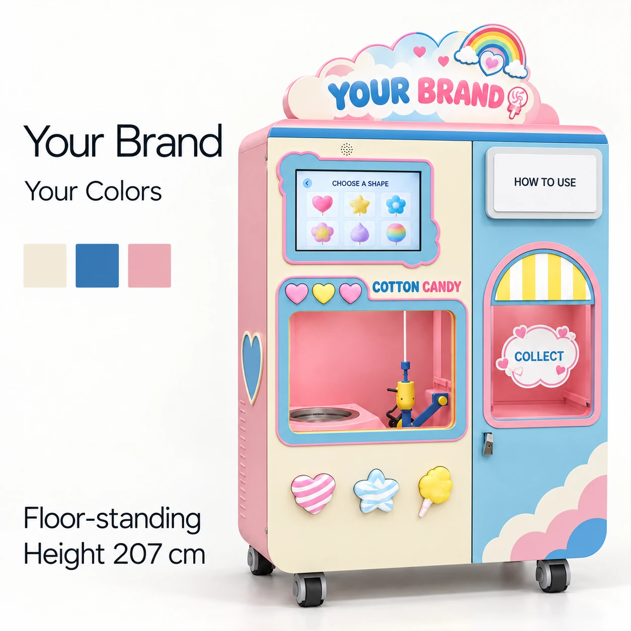 CT206 cabinet color and branding proposal, height 207 cm.