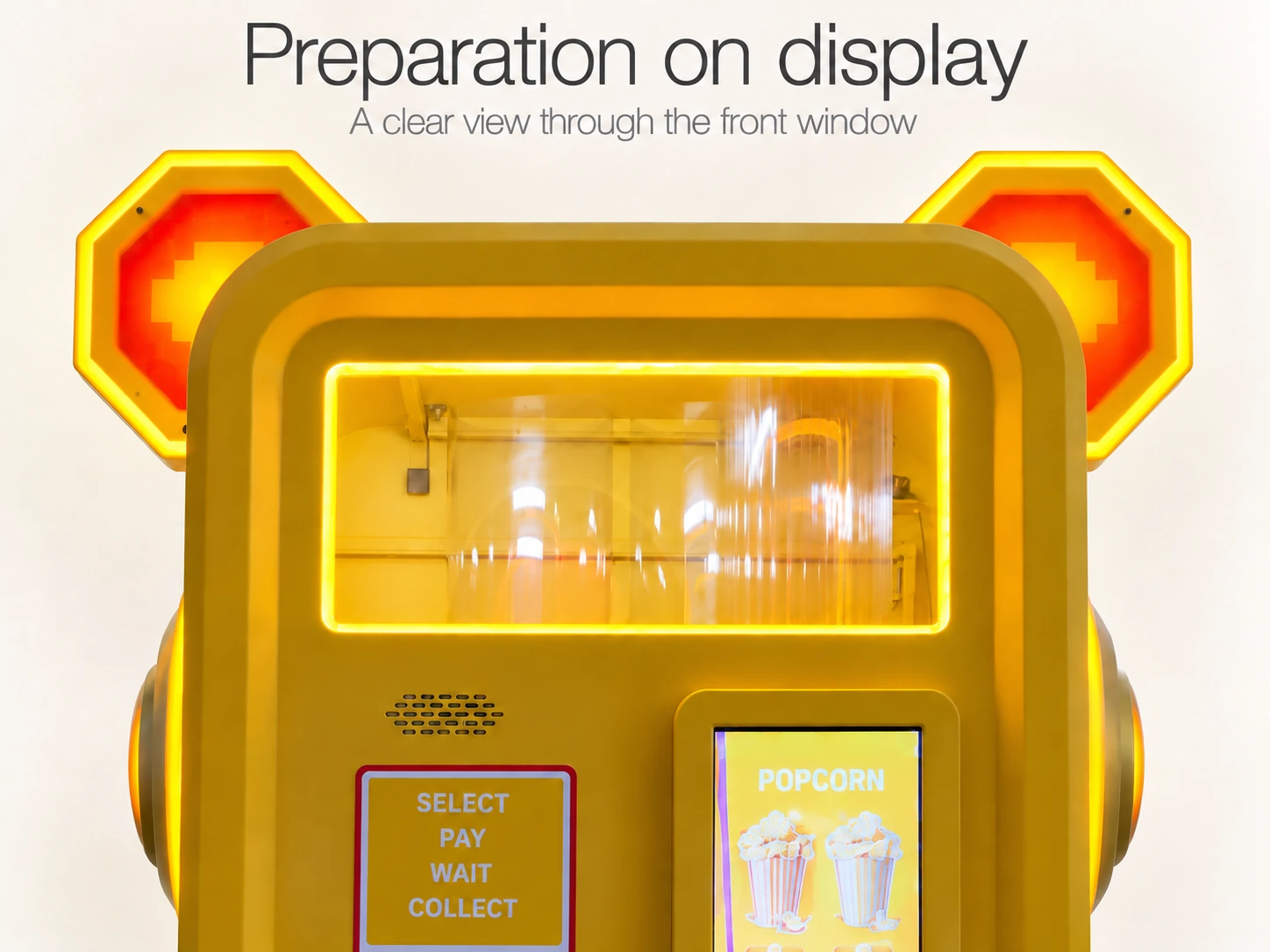 See the preparation area — Bear Popcorn Vending Machine product illustration