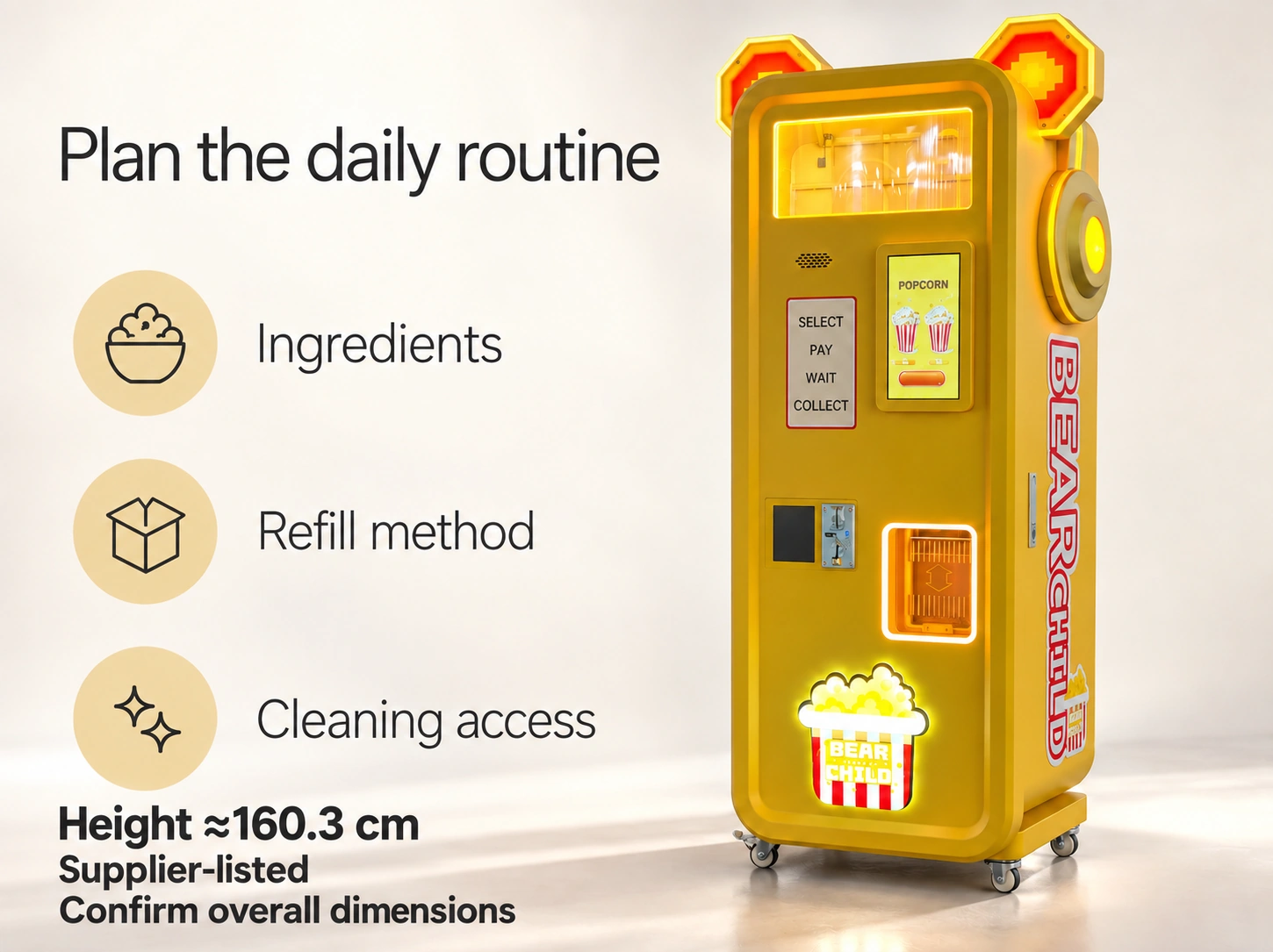 Prepare an operating routine — Bear Popcorn Vending Machine product illustration