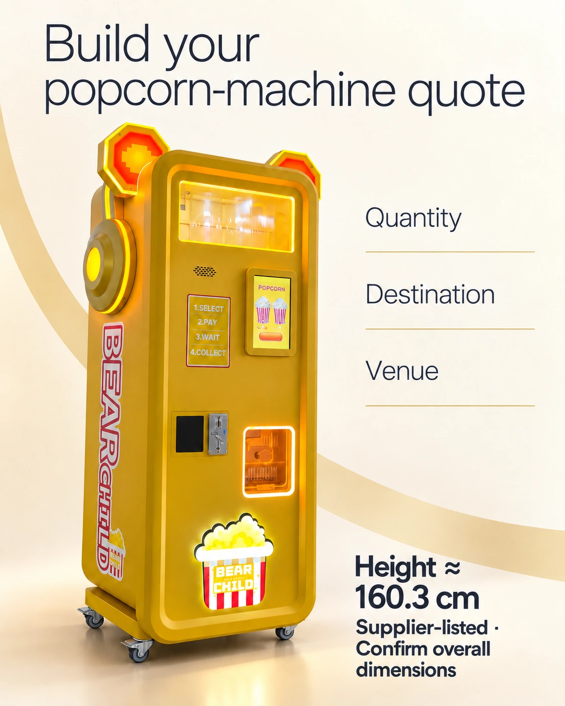 Request a model-specific quote — Bear Popcorn Vending Machine product illustration