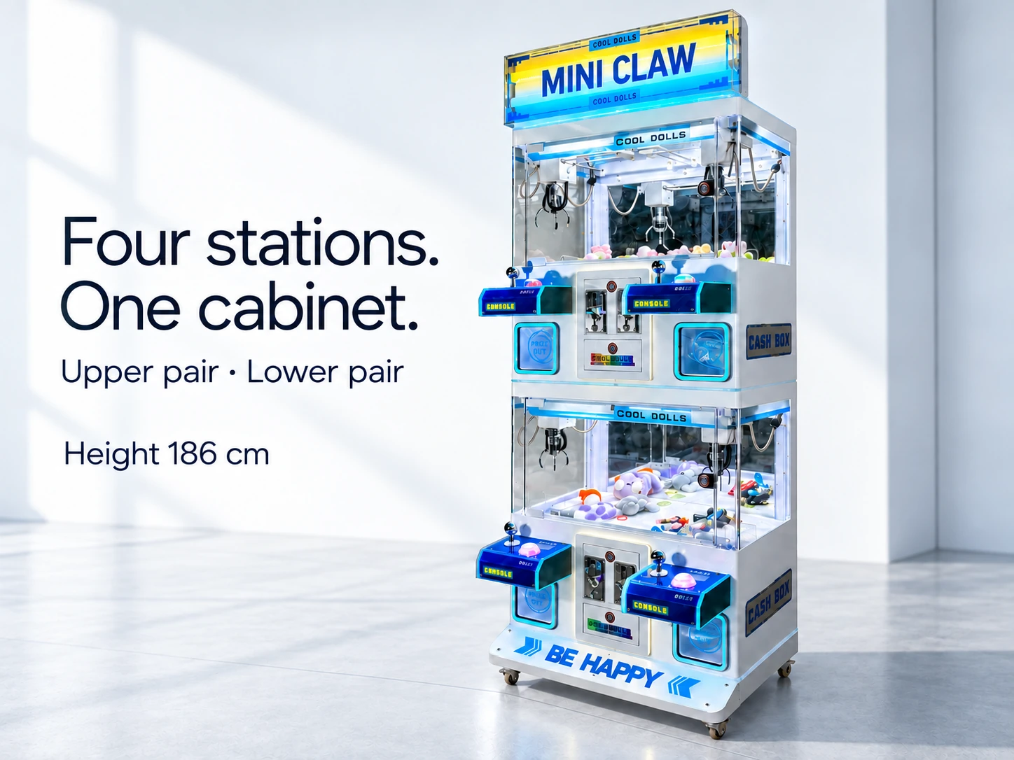 Blue Four-Station Mini Claw — identity