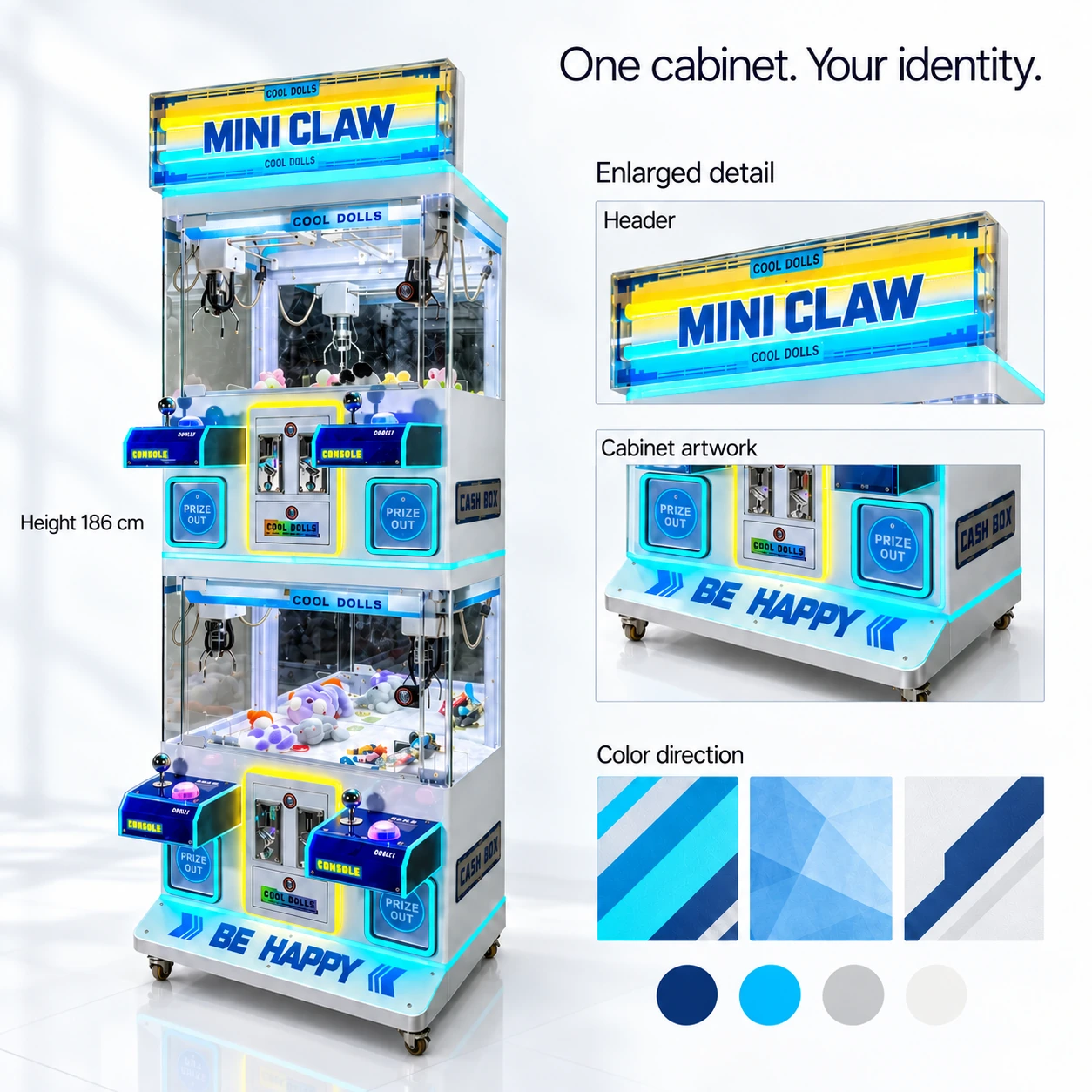 Blue Four-Station Mini Claw — customization