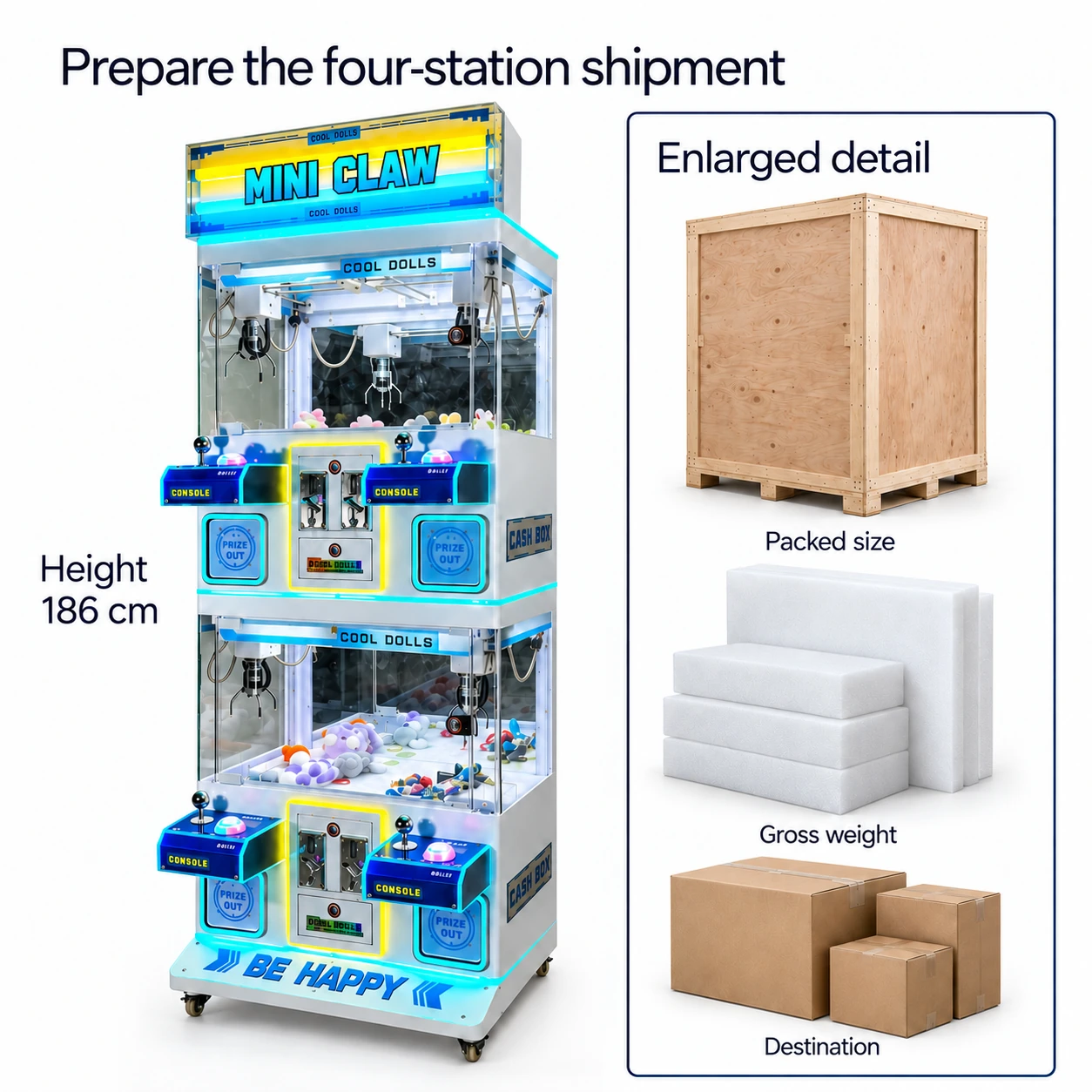 Blue Four-Station Mini Claw — delivery