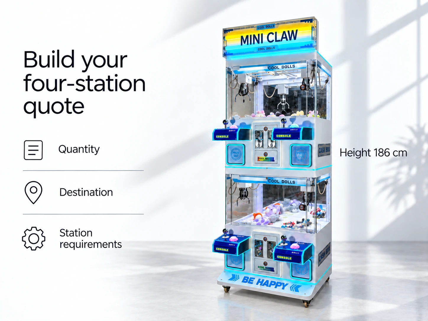 Blue Four-Station Mini Claw — quote