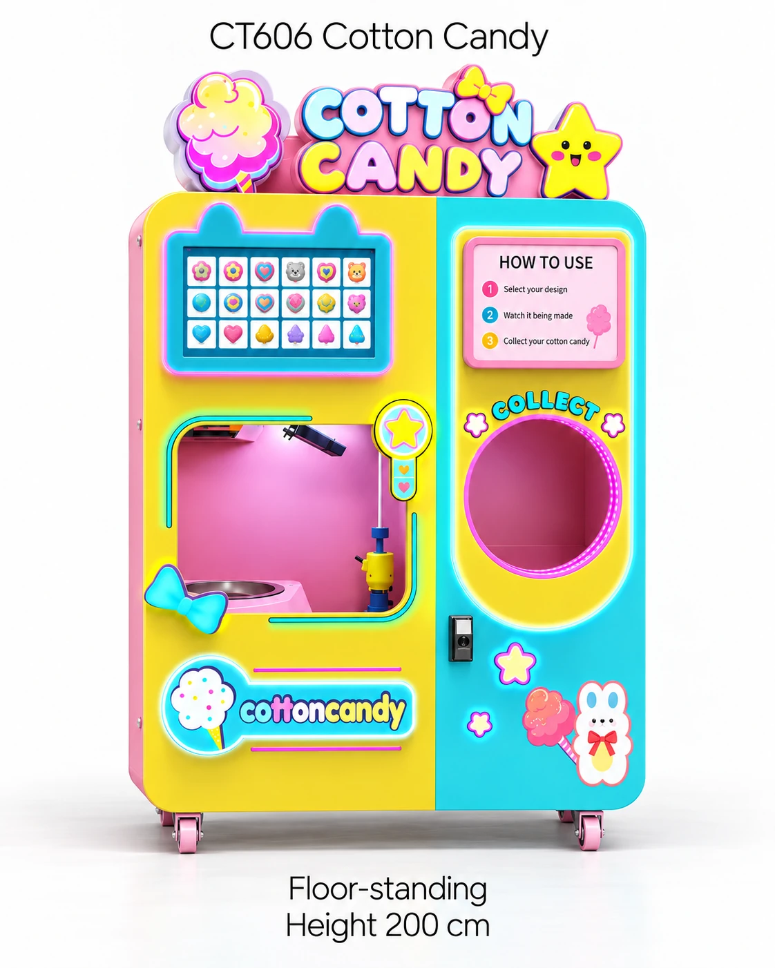 Colorful Automatic Cotton Candy Vending Machine