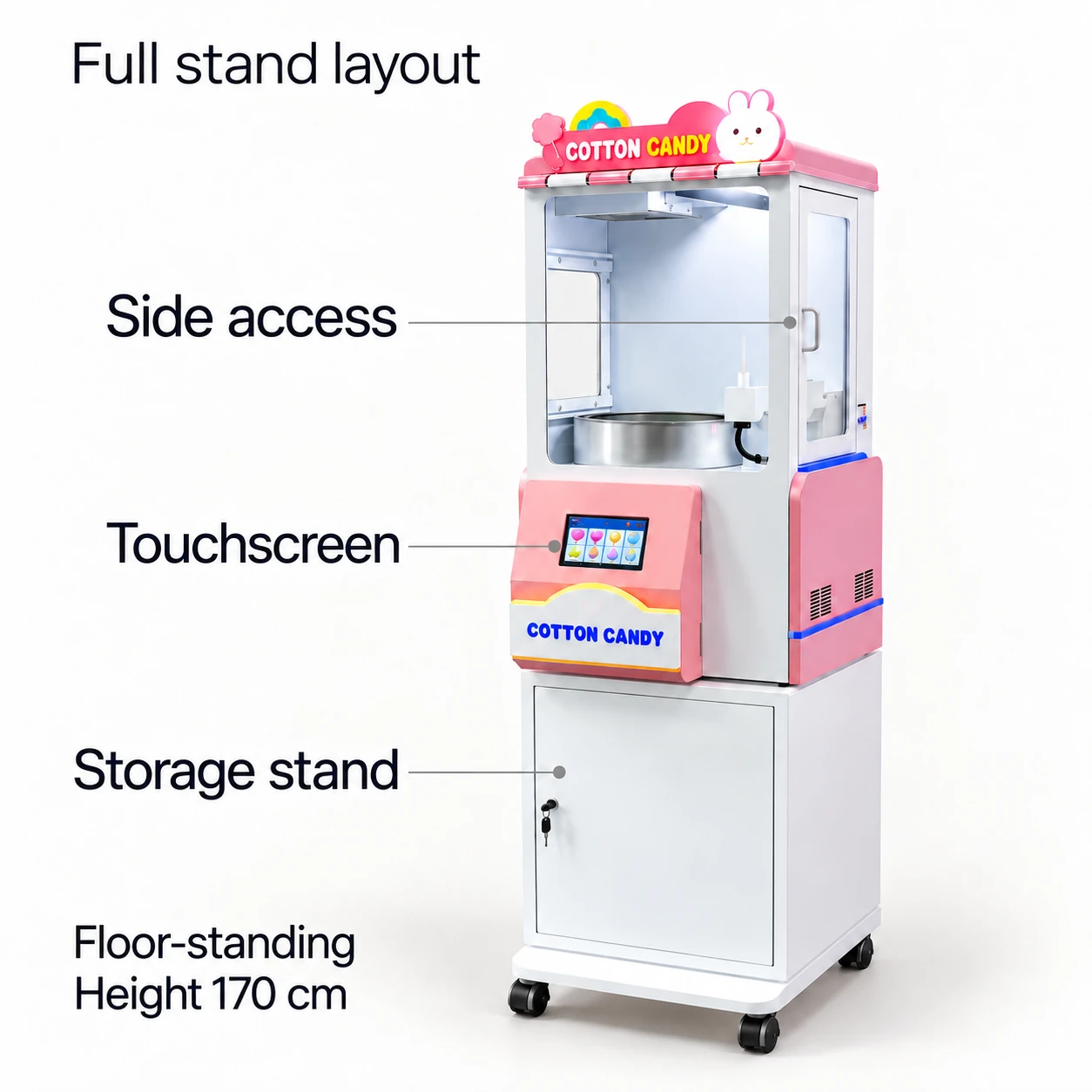 CT103 side access, touchscreen and lower storage stand layout.
