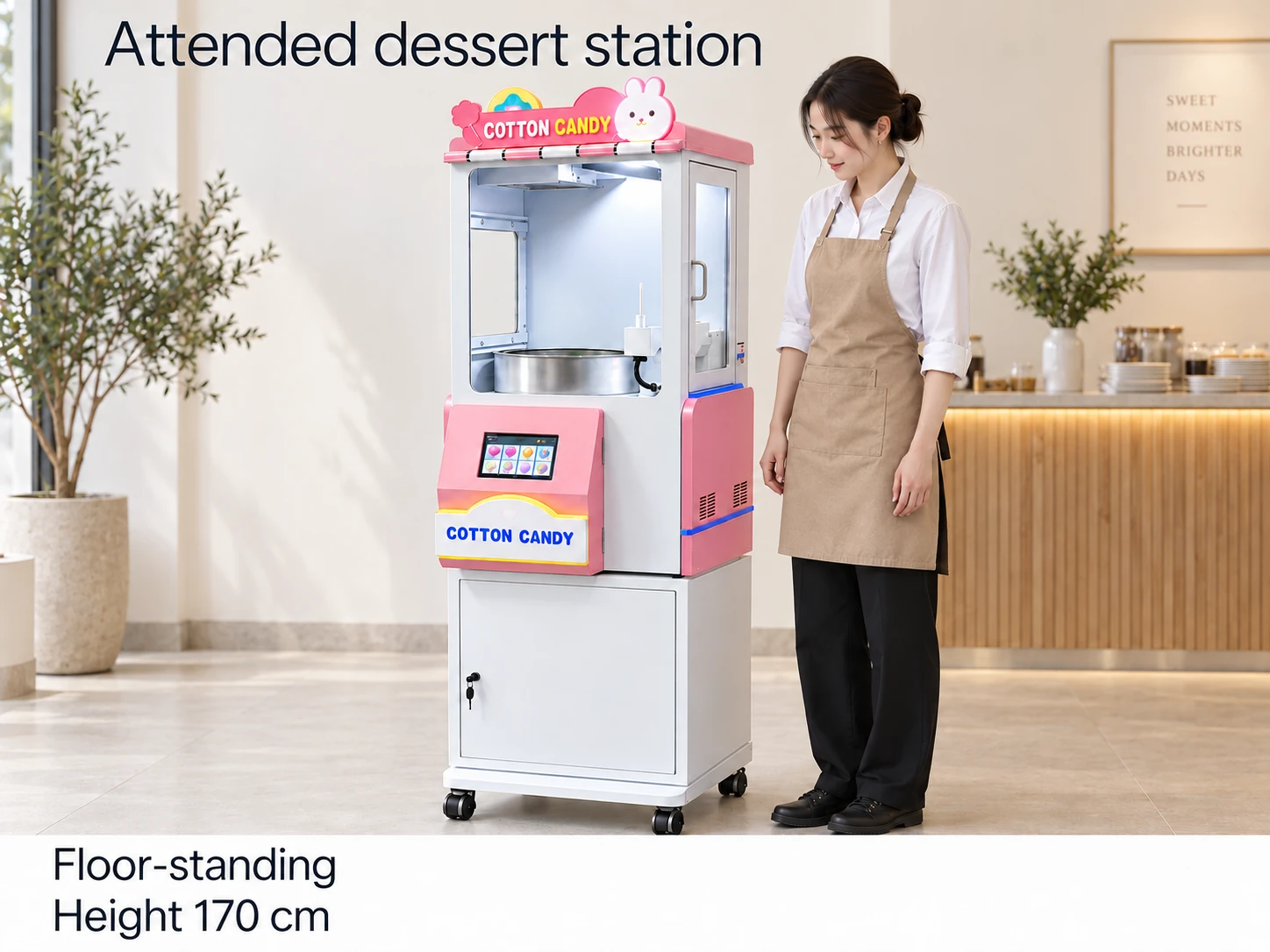 CT103 attended dessert station application layout, height 170 cm.