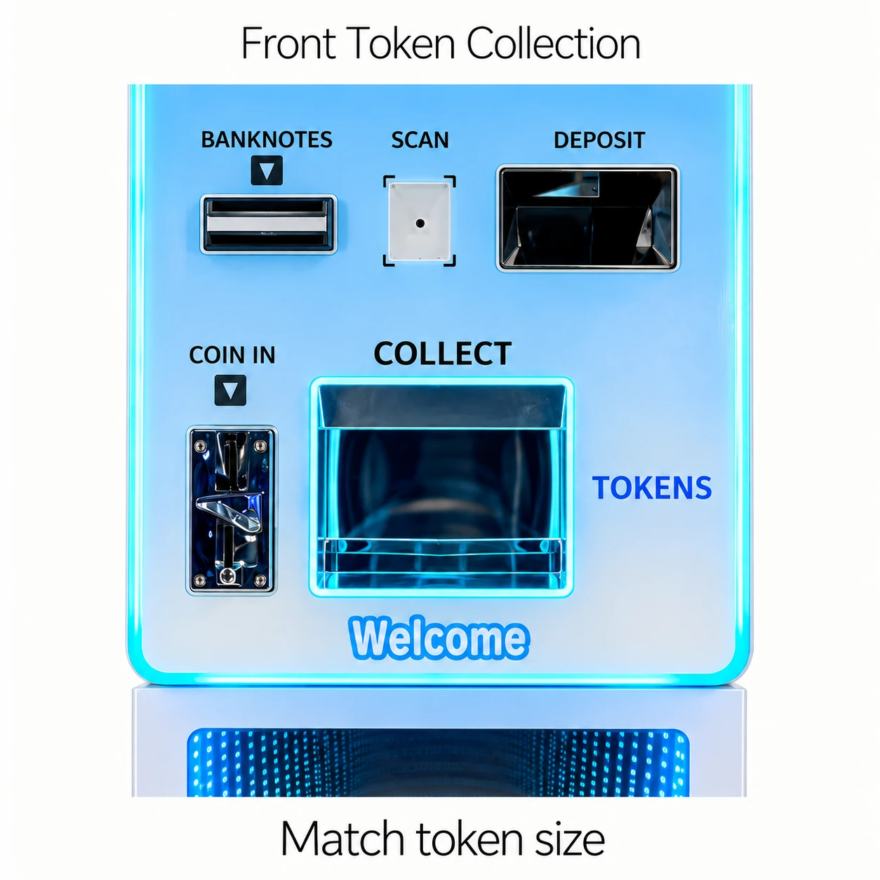 21.5-Inch Compact Token Kiosk: front token collection