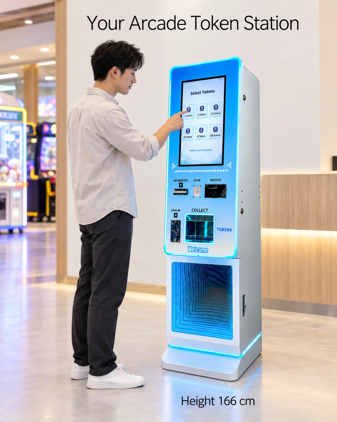 21.5-Inch Compact Token Kiosk: your arcade token station