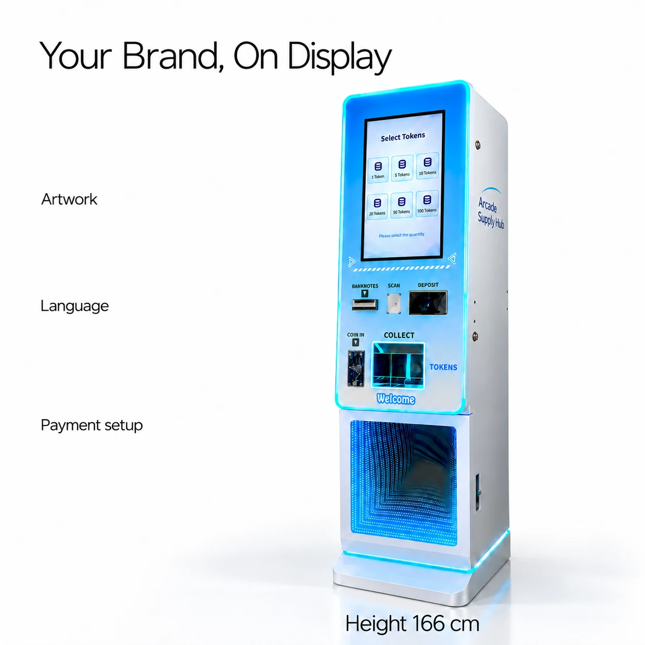 21.5-Inch Compact Token Kiosk: your brand, on display