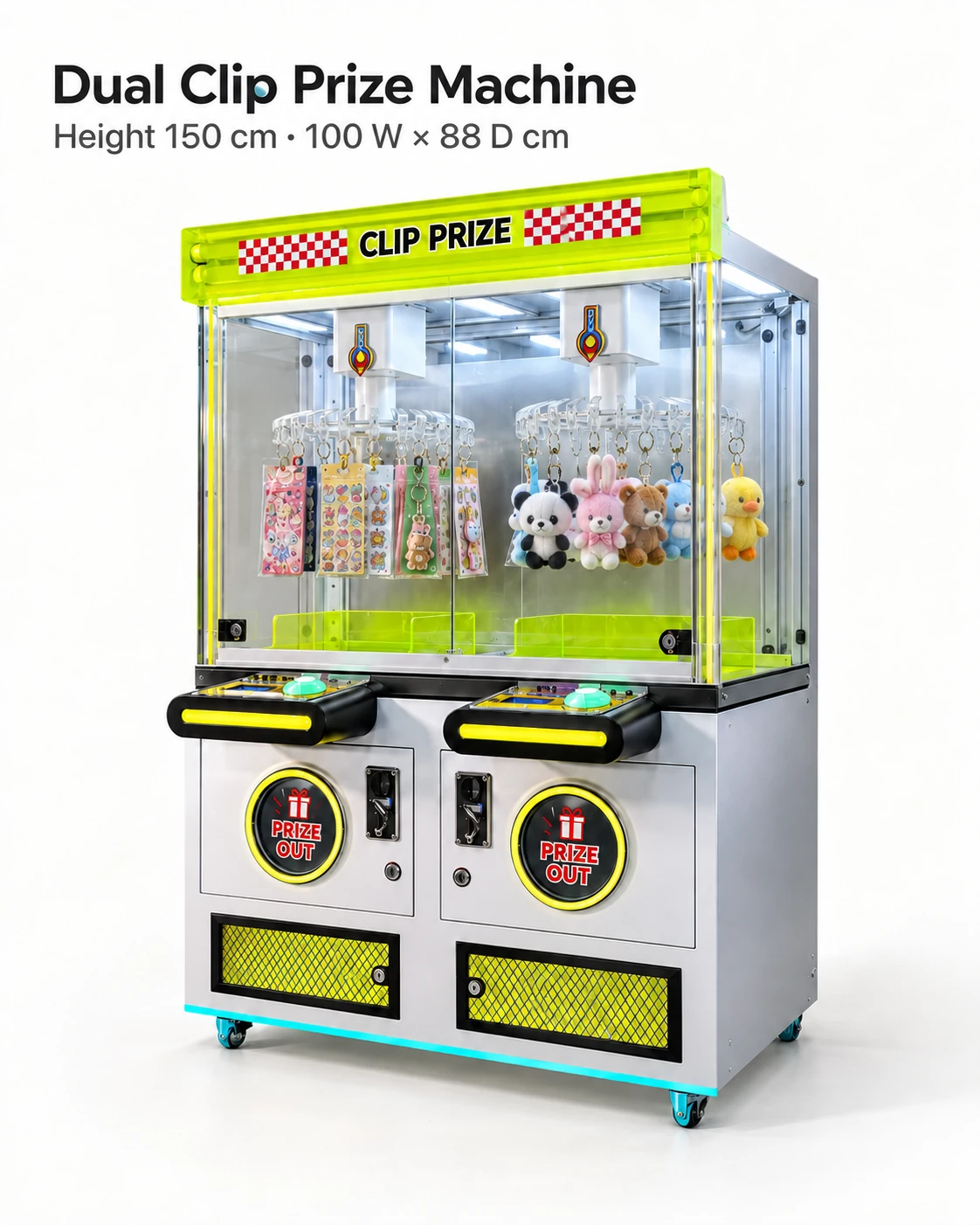 Dual-Station Clip Prize Machine — 56 Clips