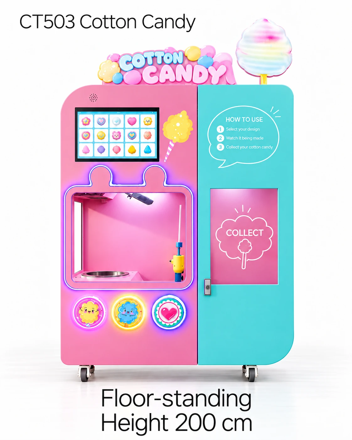 Pastel Automatic Cotton Candy Vending Machine