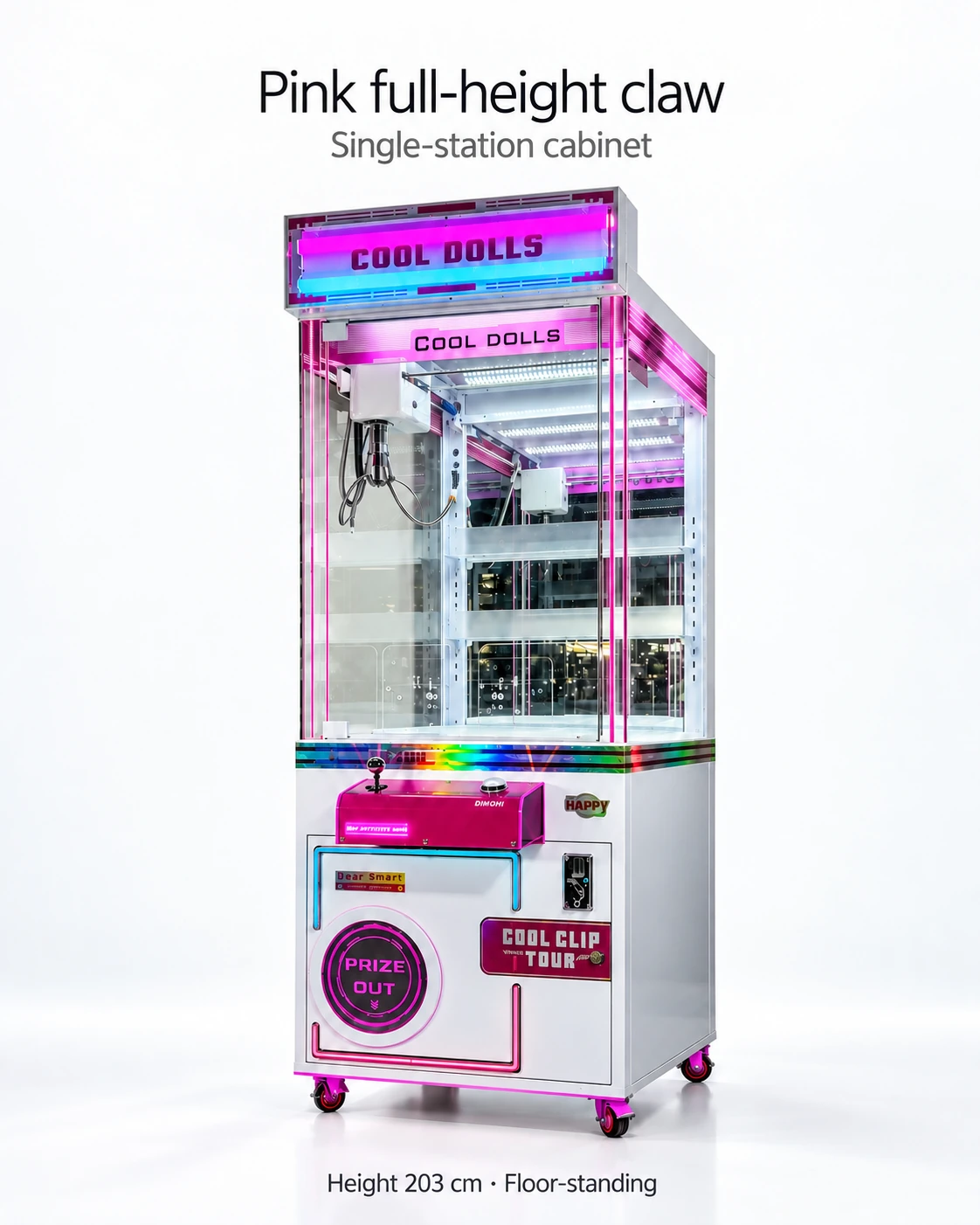 Pink Full-Height Claw Machine
