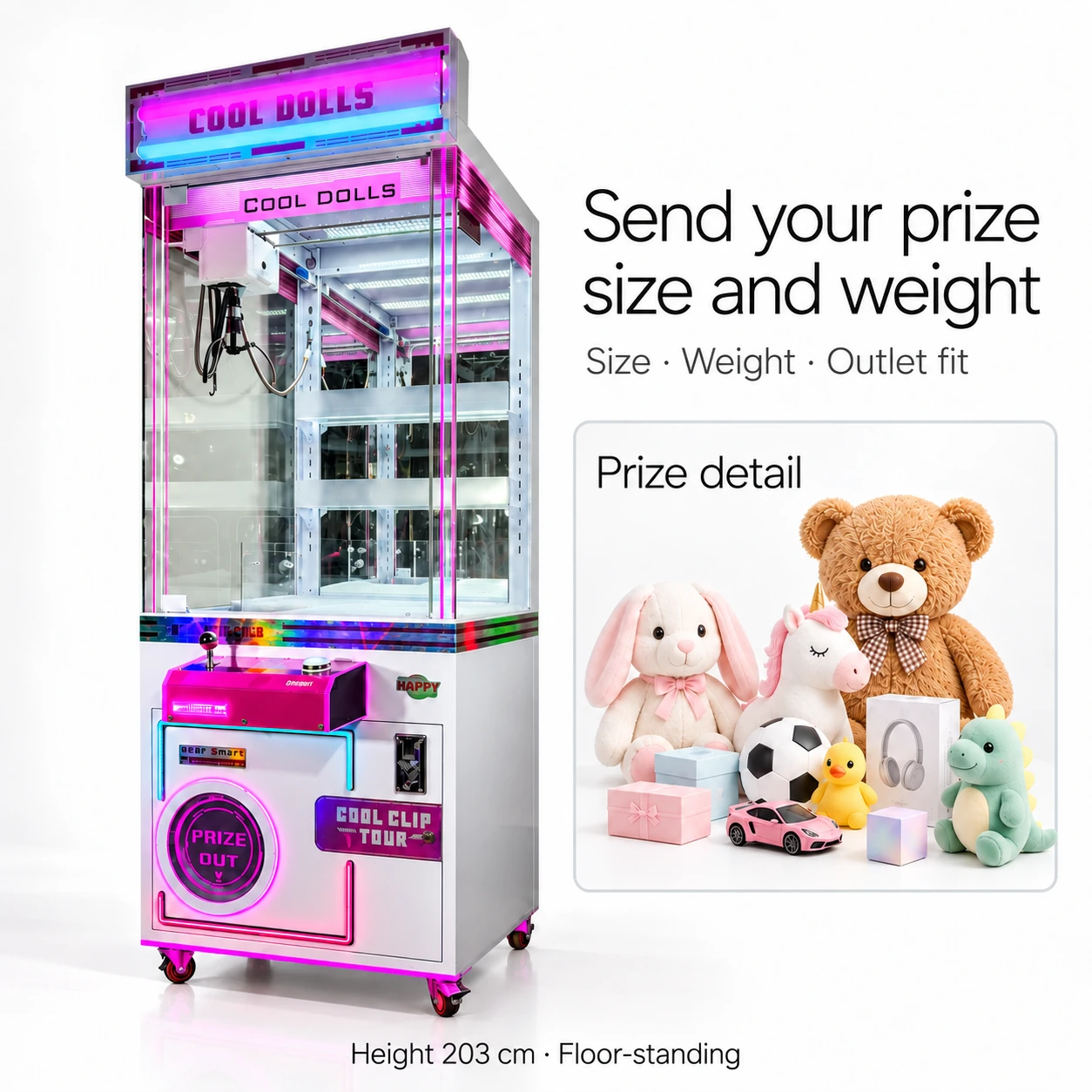Pink Full-Height Claw — prize or output